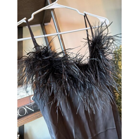 Sleeper Feather Mini Slip Dress Black Womens Size Medium - Picture 5 of 10